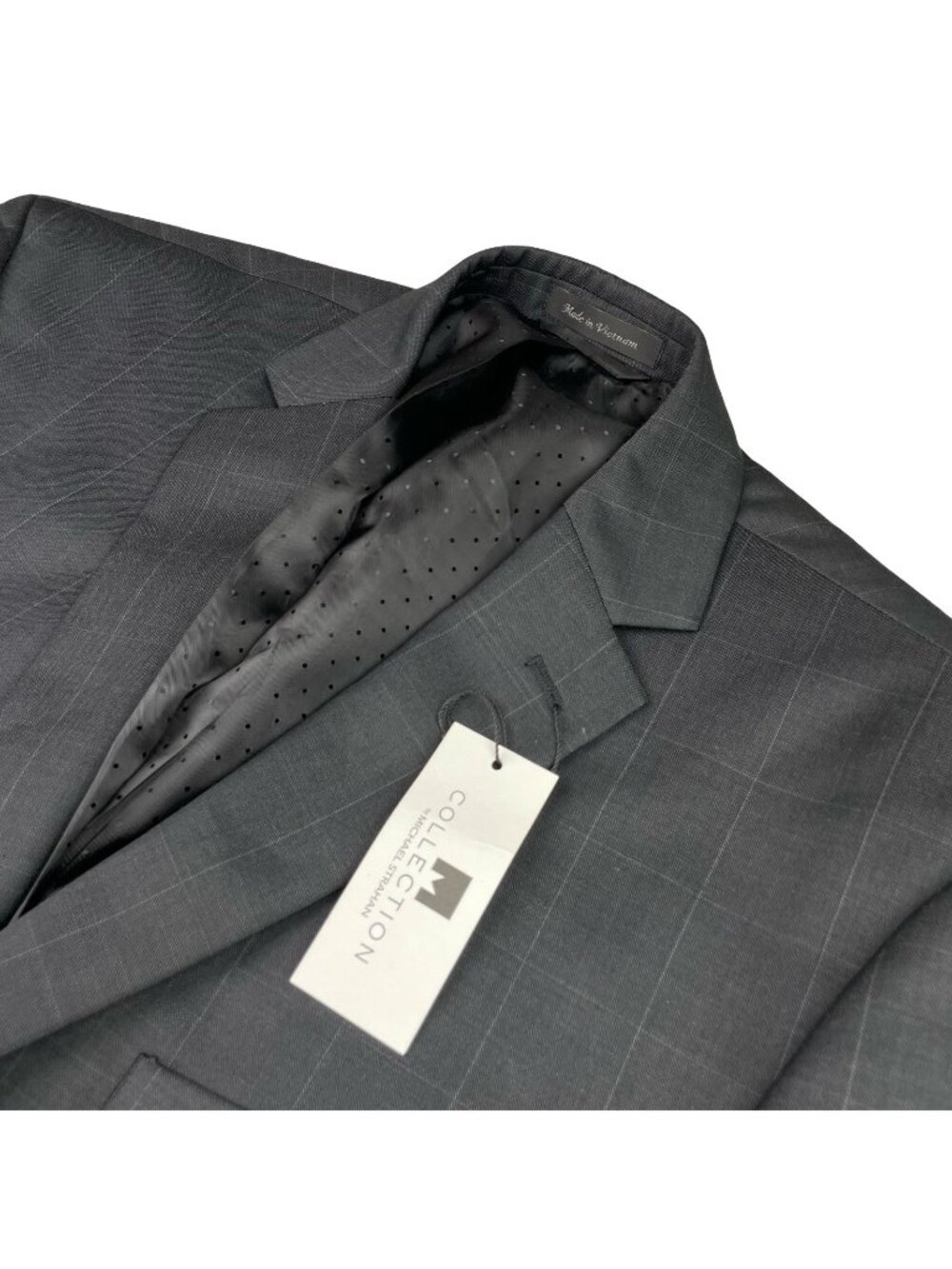 NEW Michael Strahan Collection Men’s Classic Blazer Gray Windowpane Plaid • 44R